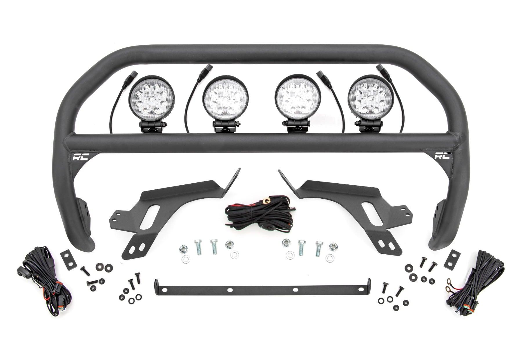 Rough Country Nudge Bar w/ Tow Hooks 4 Inch Round Led (x4) Ford Bronco Sport (21-24) (2021-2024 Bronco Sport) - 51158