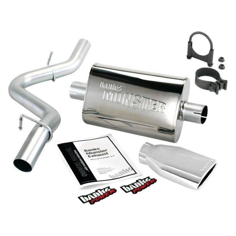 Banks Power 51312 Monster Exhaust System, Single Exit, Chrome Obround Tip  For Use With 1997-1999 Jeep 2.5/4.0L Wrangler - 51312