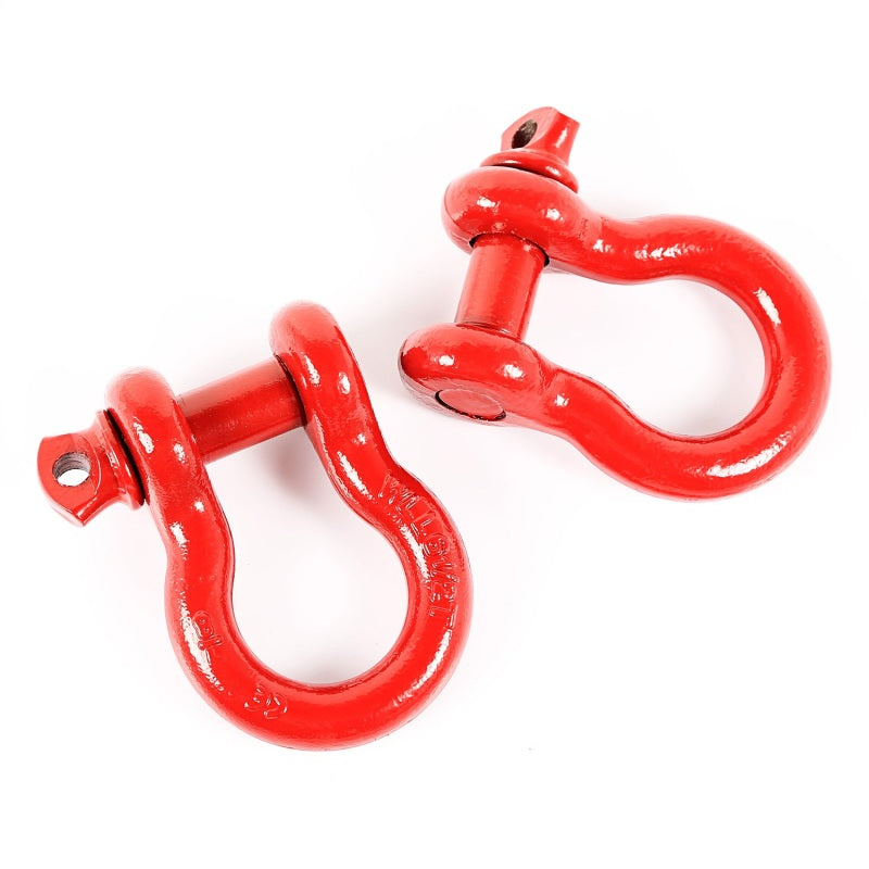 Rugged Ridge D-Ring Shackle Kit 7/8 Inch Red Steel Pair - 11235.13