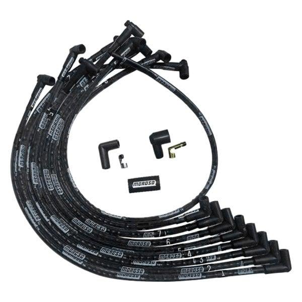 Moroso Wire Set Moroso Ultra Sbc Ovc 90 Deg Plug End Hei Sleeved, Black Wire - 51525
