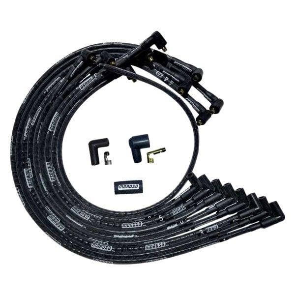 Moroso Wire Set Moroso Ultra Sbc Under The Header 90 Deg Plug Non Hei Sleeved, Black Wire - 51529