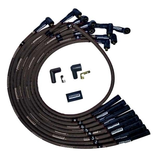 Moroso Wire Set Moroso Ultra Bbc Over The Valve Cover Str Plug End Non Hei Sleeved, Black Wire - 51541