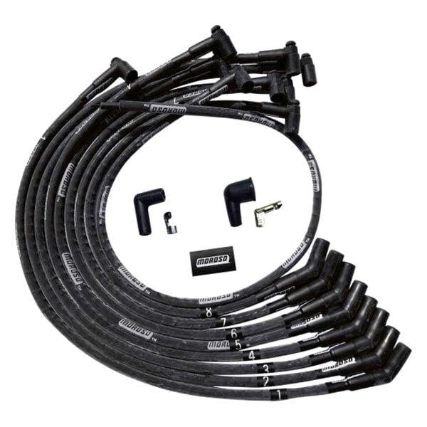 Moroso Wire Set Moroso Ultra Bbc Over The Valve Cover 135 Deg Plug Hei Sleeved, Black Wire - 51542
