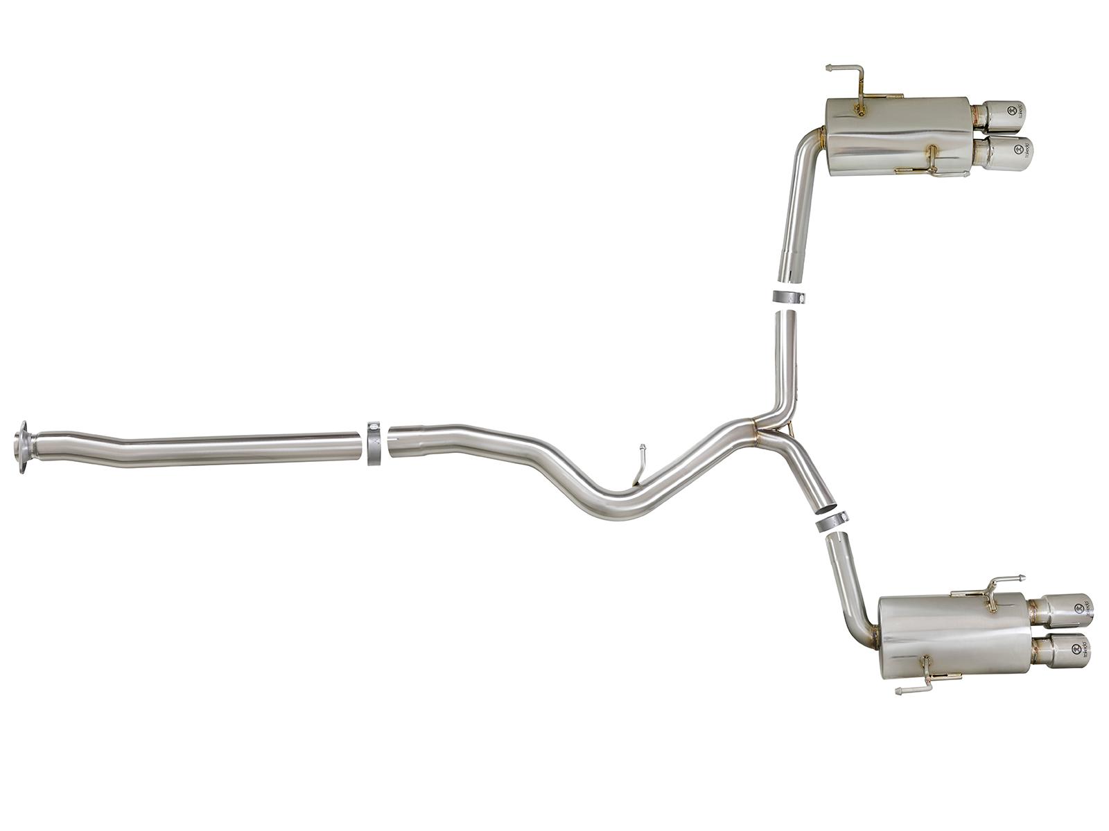 AFE Takeda 3 IN to 2-1/4 IN 304 Stainless Steel Cat-Back Exhaust w/ Polished Tip (2015-2020 WRX, WRX STI) - 49-36801-P