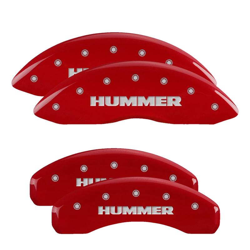 MGP Set Of 4: Red Finish, Silver Hummer (2003-2009 H2 Adventure, H2 Special Edition, H2 Luxury, H2 Base) - 52002SHUMRD