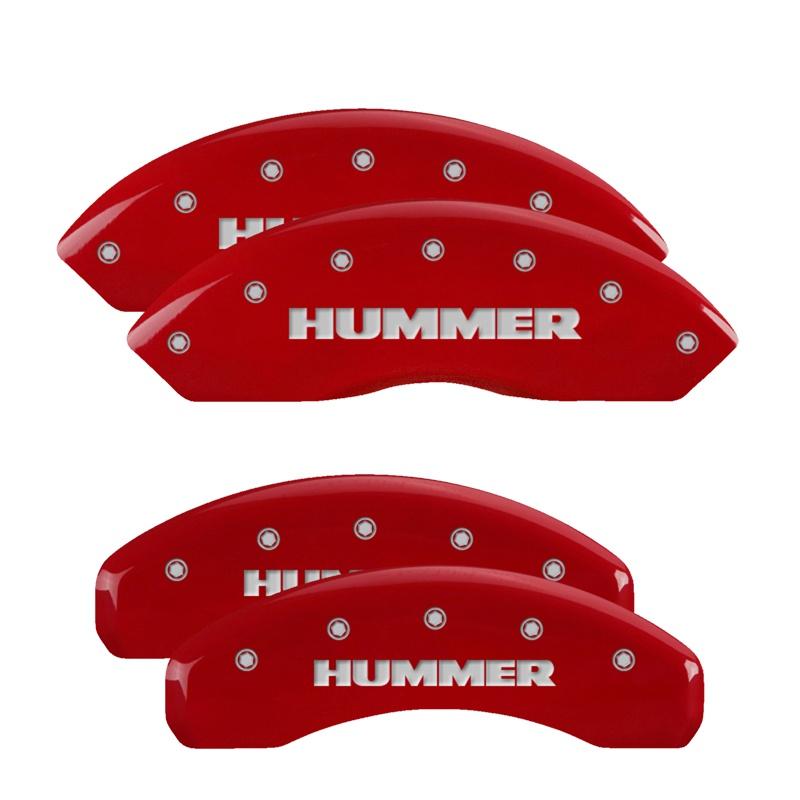 MGP Set Of 4: Red Finish, Silver Hummer (2006-2010 H3 Alpha, H3T Base, H3T Alpha, H3 X, H3 Base) - 52003SHUMRD