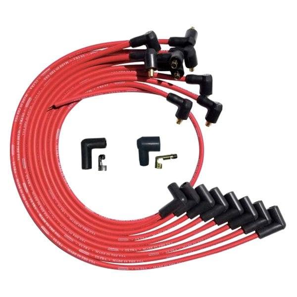 Moroso Wire Set Moroso Ultra Sbc Over The Valve Cover 90 Deg Plug Non Hei, Red Wire - 52026