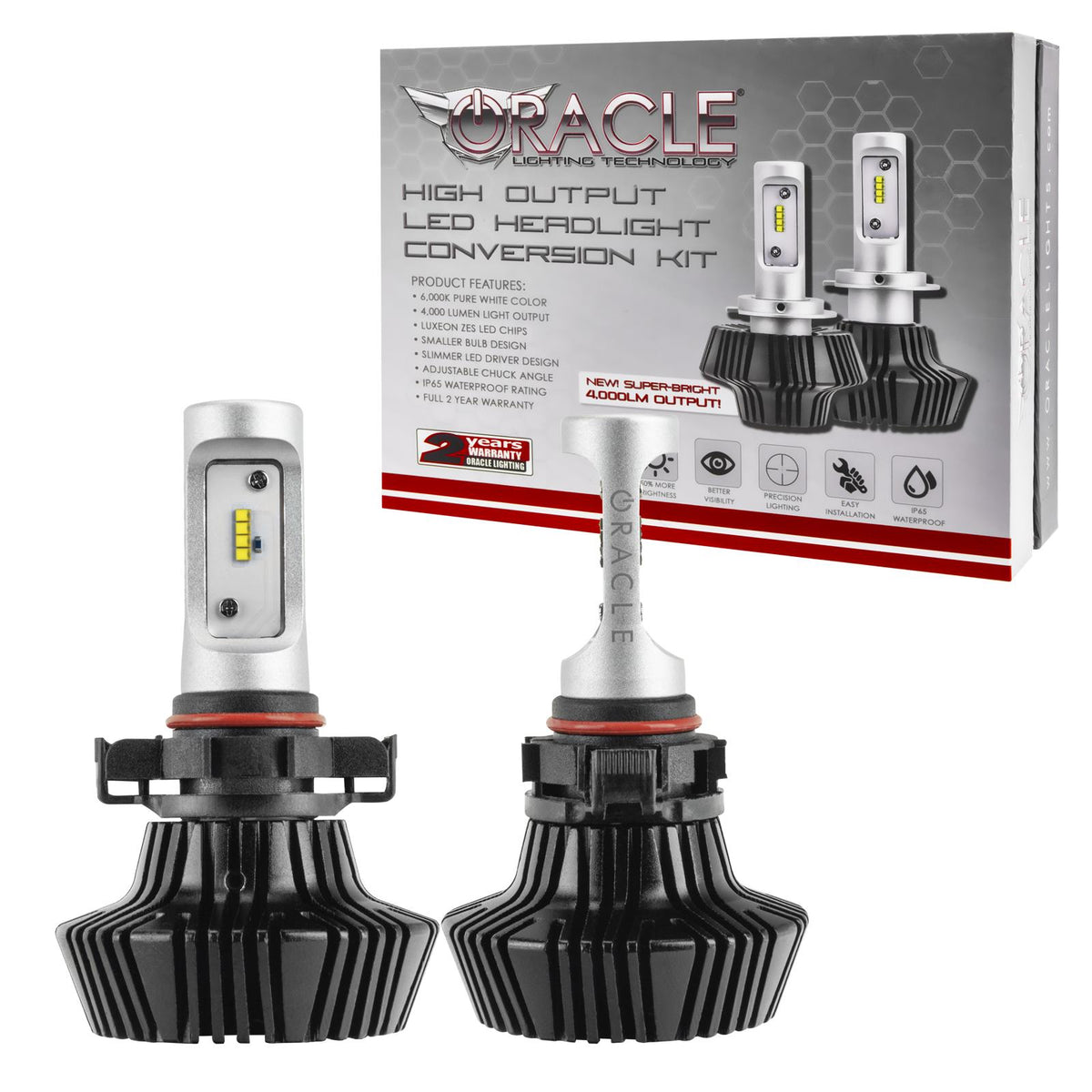 Oracle Lighting Psx24W/2504 4,000+ Lumen Led Headlight Bulbs, Pair - 5245-001