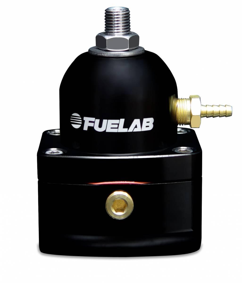 Fuelab Universal EFI Electronic Fuel Injection Adjustable Fuel Pressure Regulator In-Line Large Seat 25-90 psi 1 -6AN Inlet 1 -6AN Return Black - 52503-1-L-E