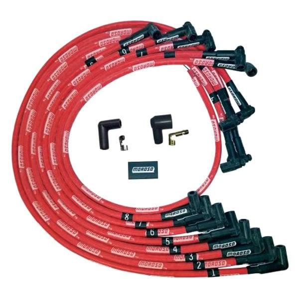 Moroso Wire Srt Moroso Ultra  Red Sleeved Sbc Under The Header 90 Deg Plug Boots Hei - 52528