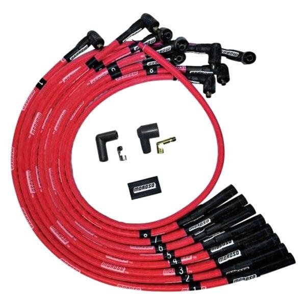 Moroso Wire Set Moroso Ultra Sleeved Bbc Over The Valve Cover Str Plug Boots Non-Hei, Red Wire - 52541