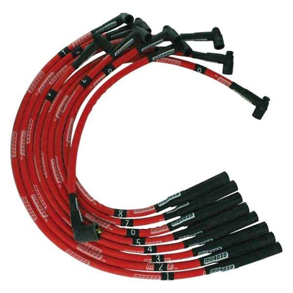 Moroso WIRE SET MOROSO ULTRA SLEEVED RED SB CHRYSLER, MOPAR 273,318,340,360 STR PLUG BOOTS HEI, RED WIRE - 52555