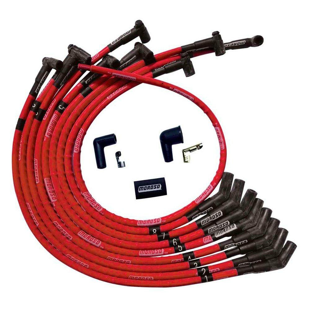Moroso Wire Set Moroso Ultra Sleeved Red Sb Ford 260,289,302 135 Deg Plug Boots Hei, Red Wire - 52570