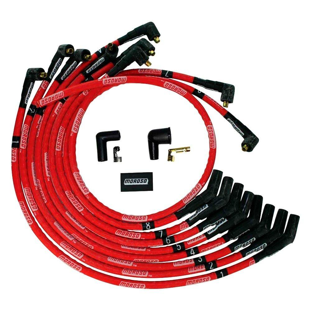 Moroso Wire Set Moroso Ultra Sleeved Sb Ford 260,289,302 135 Deg Plug Boots N-Hei, Red Wire - 52571