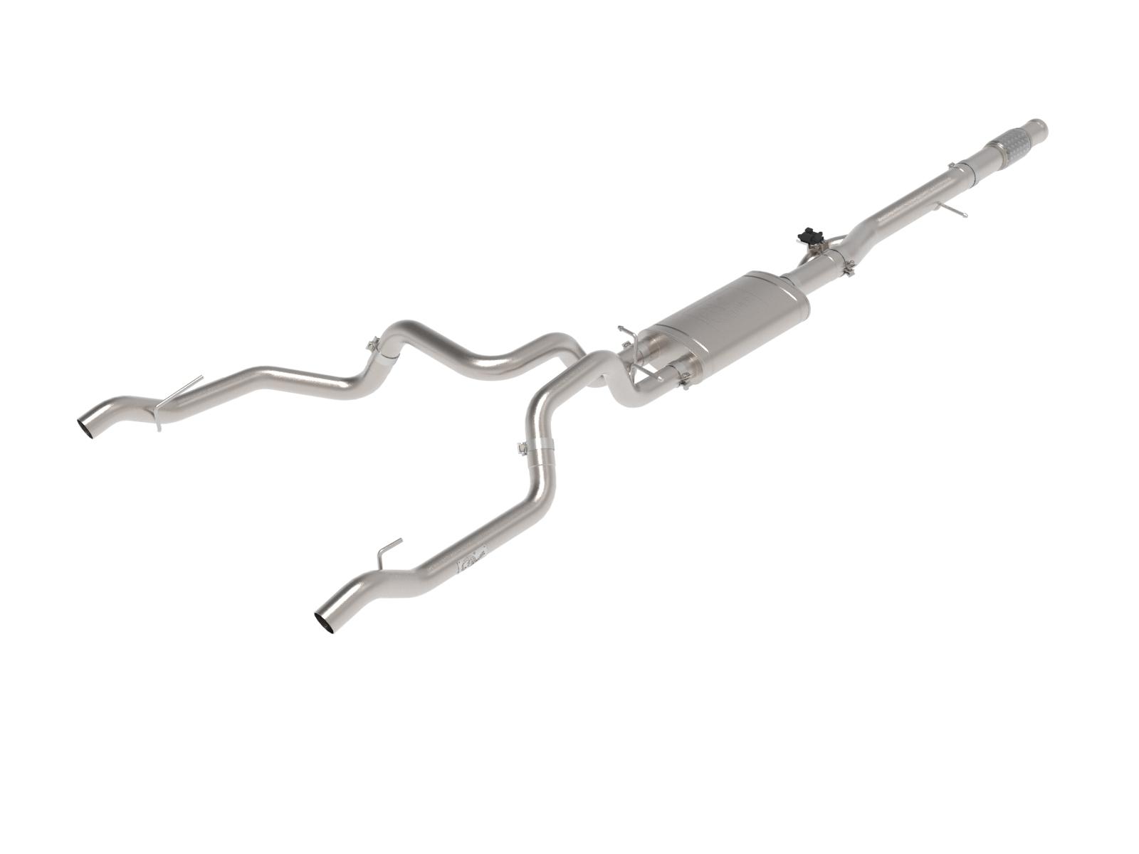 aFe XV 4" to Dual 3" 304 Stainless Steel Cat-Back Exhaust System w/ Cut Out (2019-2022 GM Silverado / Sierra 1500 V8-6.2L)- 49-34140