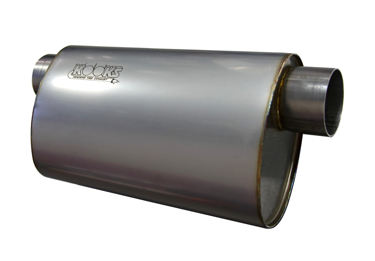 Kooks 3" Oval Offset/Offset (Same Side) Muffler 14" Long Body. Stainless Steel. - MUF-014