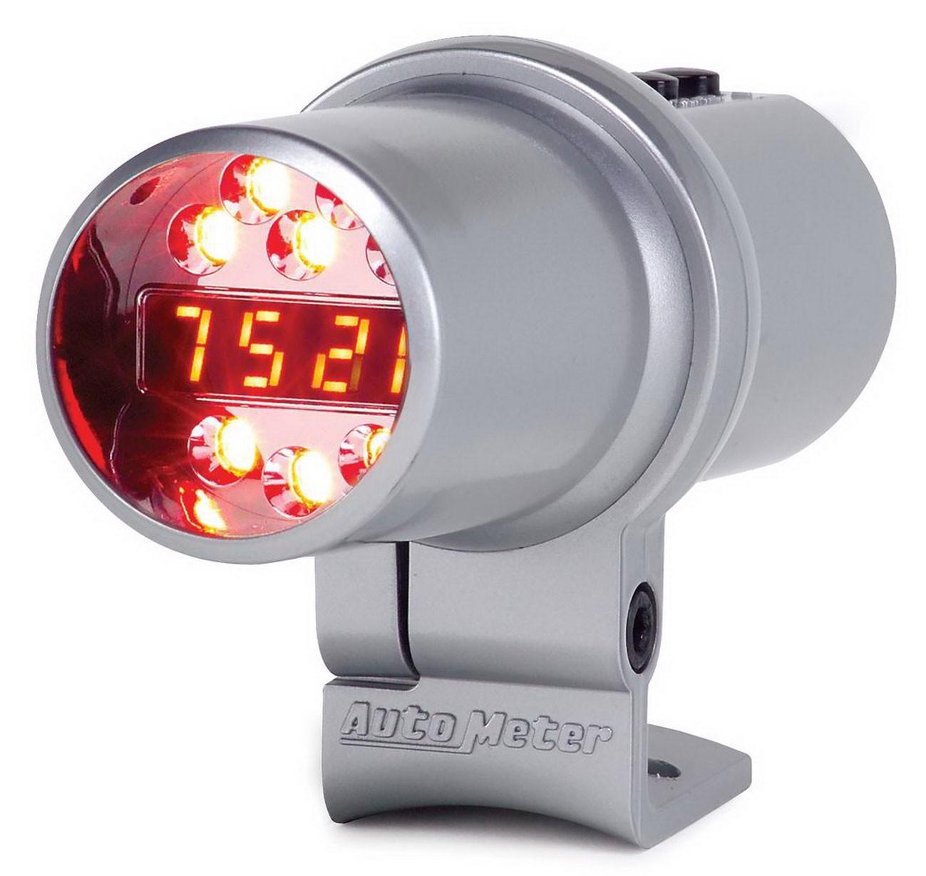 Auto Meter Shift Light, Digl W/ Multi-Color Led, Slvr, Pedestal W/Rpm Playbk, Dpss Level 3 - 5351