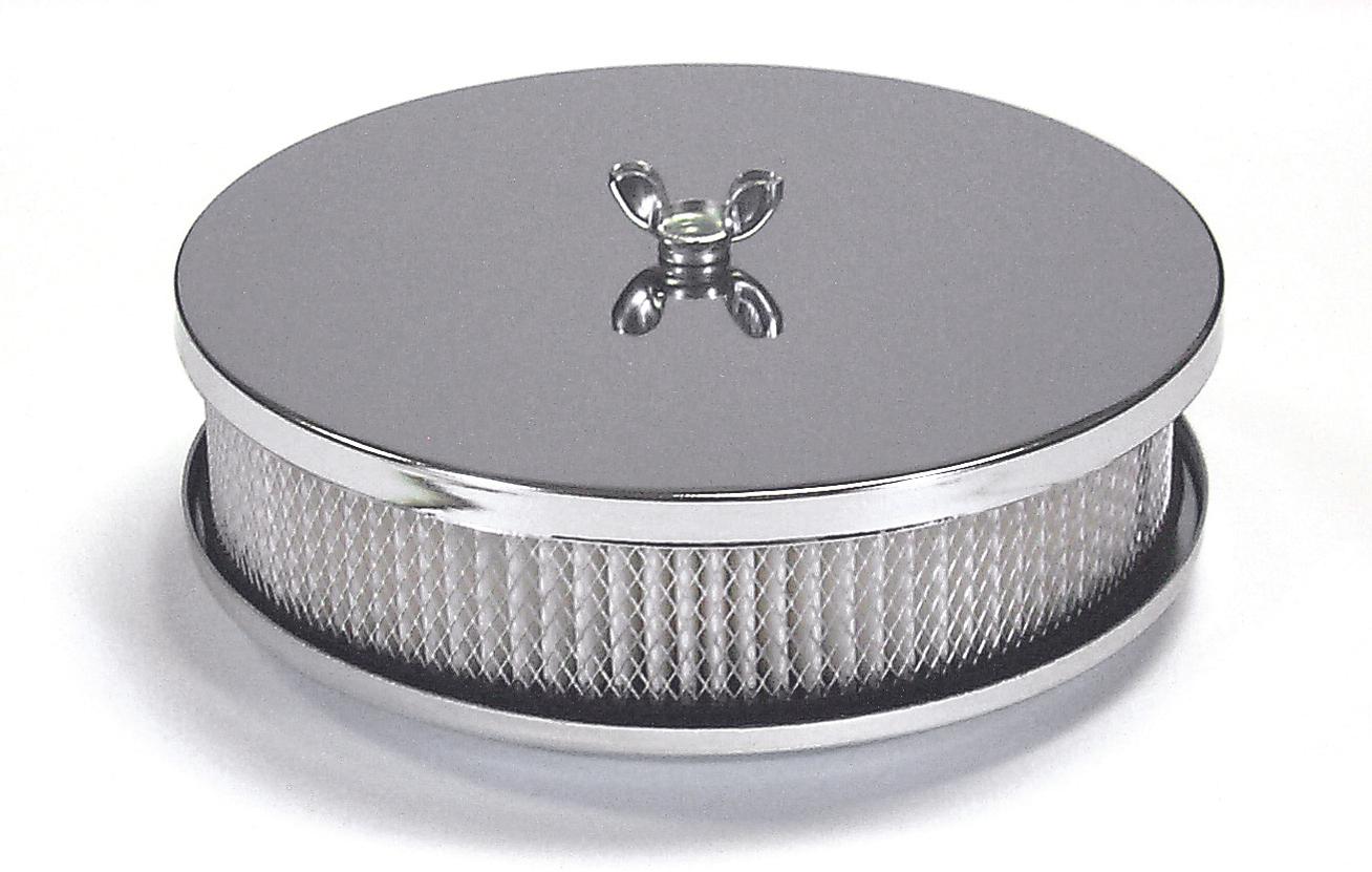 Mr. Gasket Air Cleaner - 6-1/2 Inch Diameter, 2 Inch Tall - Chrome.  - 1486