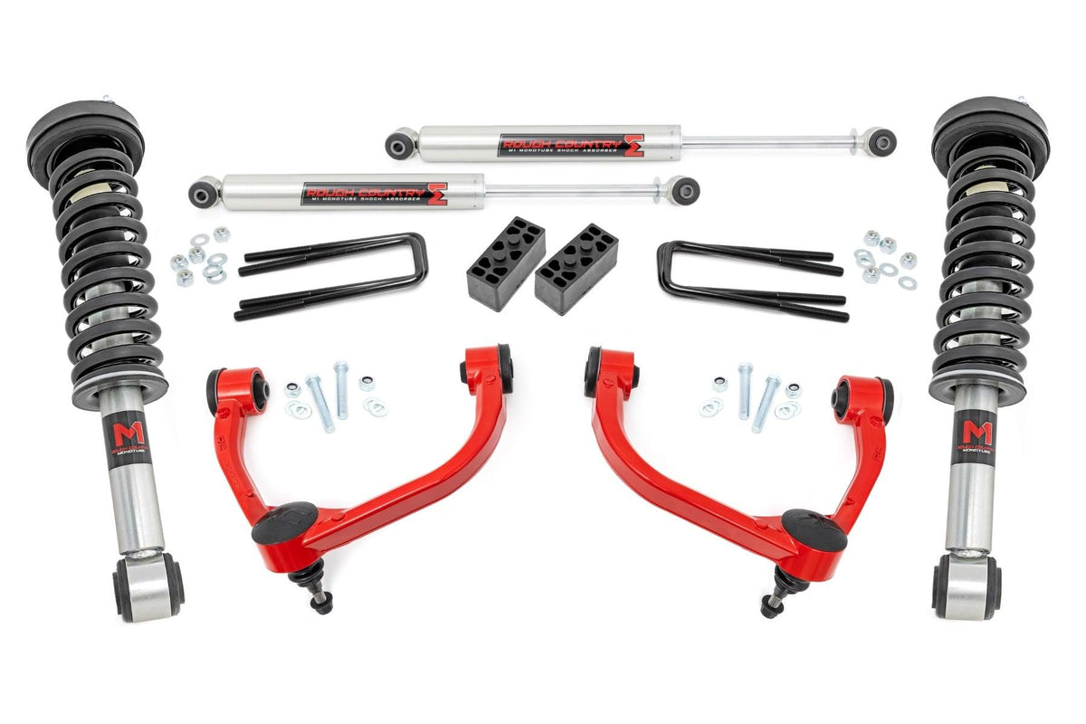 Rough Country 3 Inch Lift Kit M1 Struts Red Ford F-150 4WD (2009-2013) - 54440RED