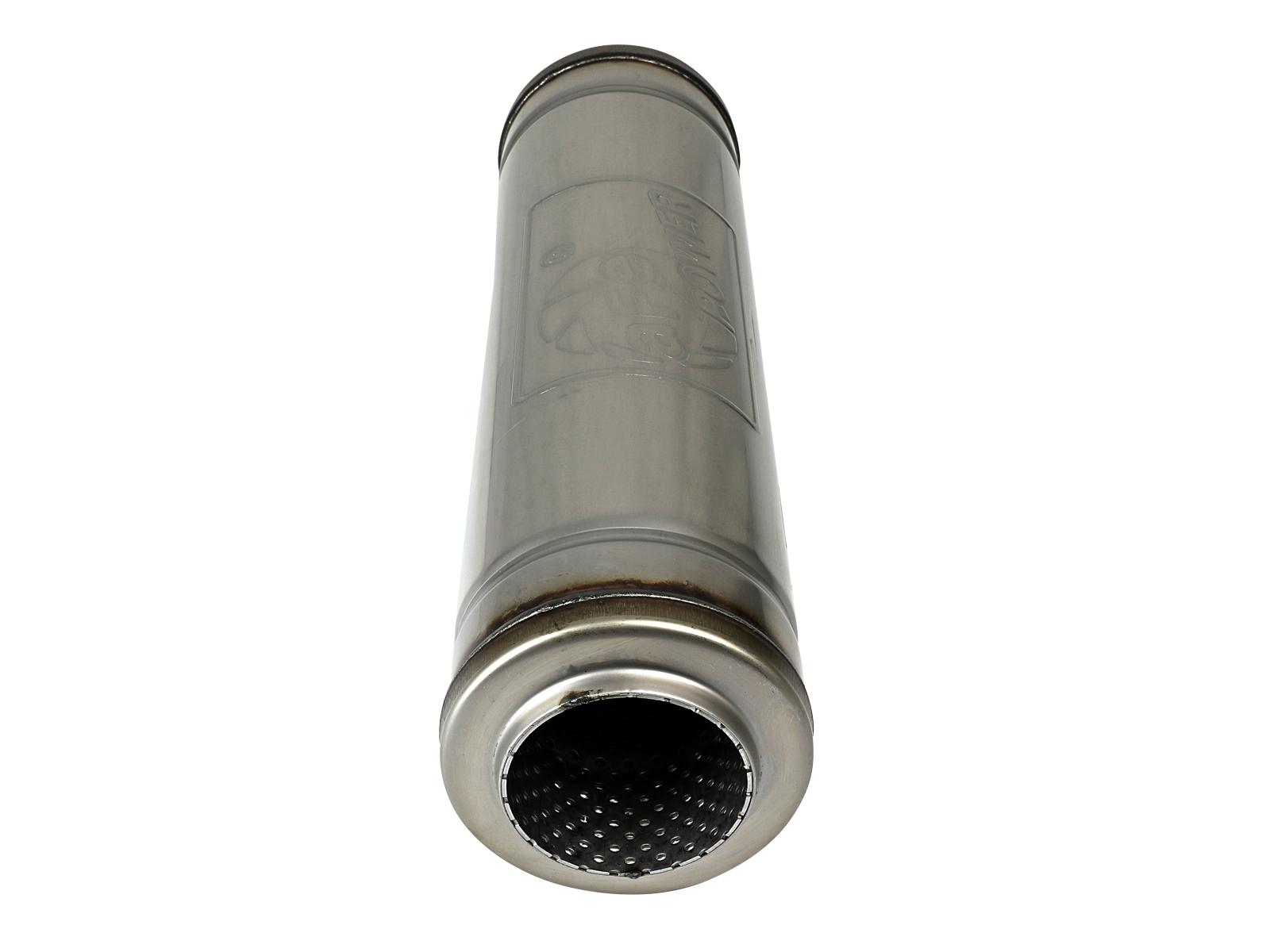 AFE MACH Force-Xp 304 Stainless Steel Muffler (3 IN ID Center/Center x 5 IN Dia. x 18 IN L - Round Body) - 49M30050
