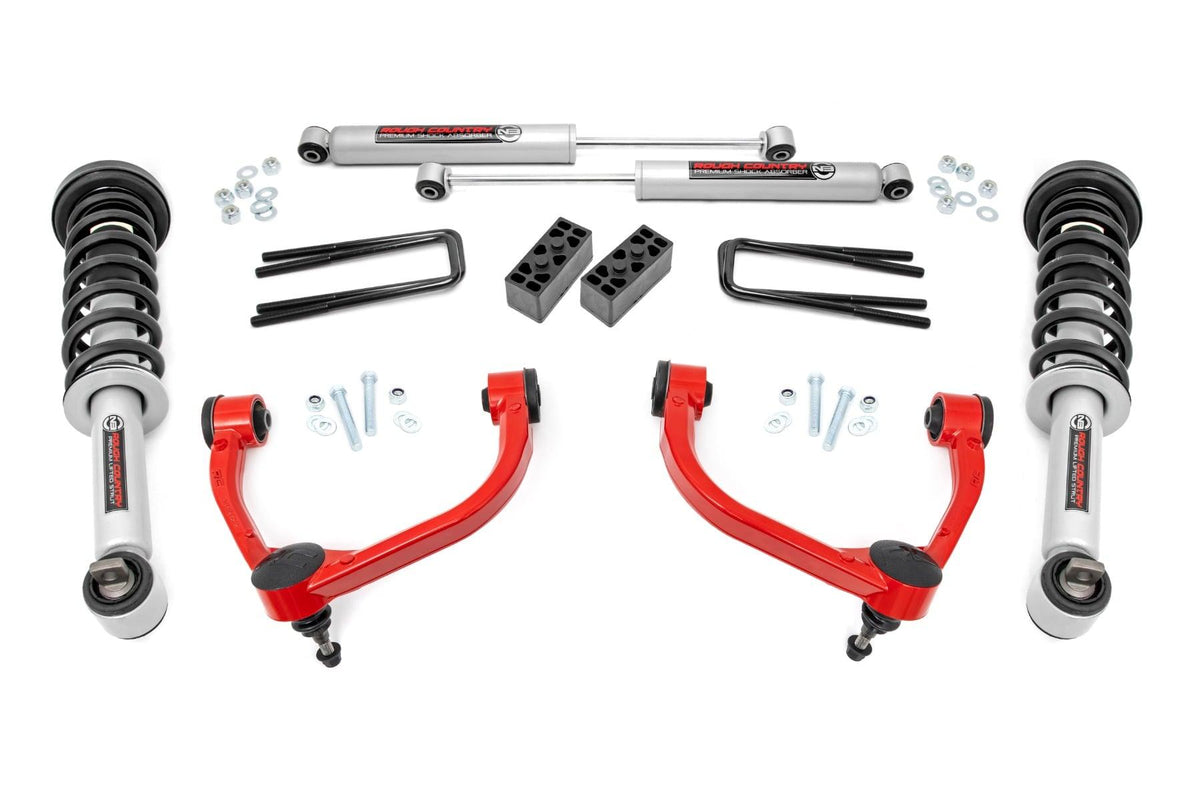 Rough Country 3 Inch Lift Kit N3 Struts Red Ford F-150 4WD (2014-2020) - 54531RED
