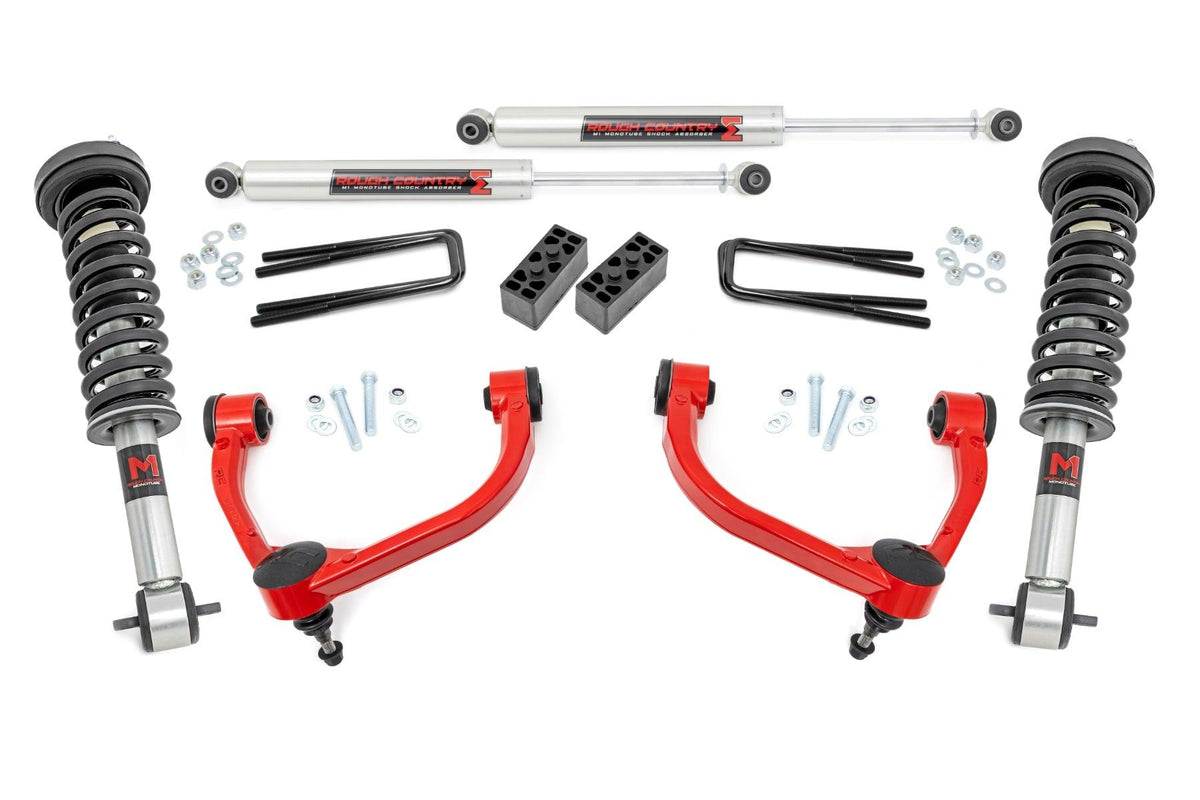 Rough Country 3 Inch Lift Kit M1 Struts Red Ford F-150 4WD (2014-2020) - 54540RED