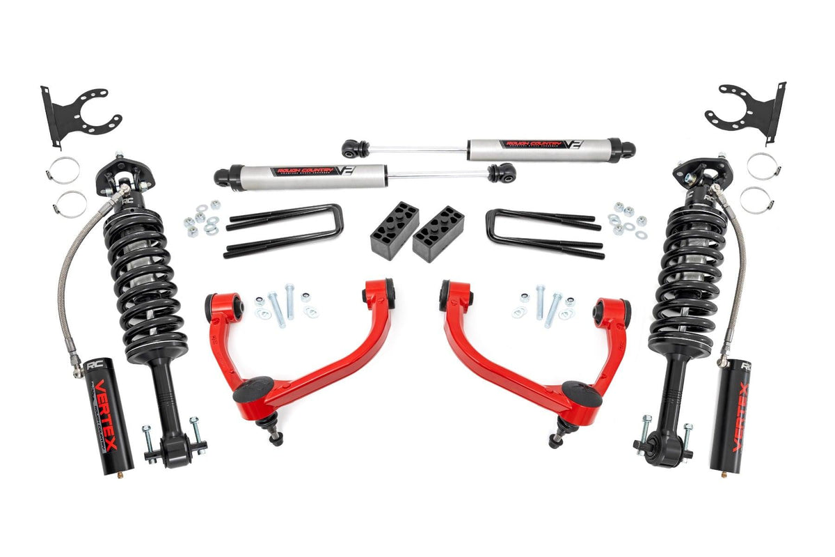 Rough Country 3 Inch Lift Kit UCAs Vertex/V2 Red Ford F-150 4WD (2014-2020) - 54557RED
