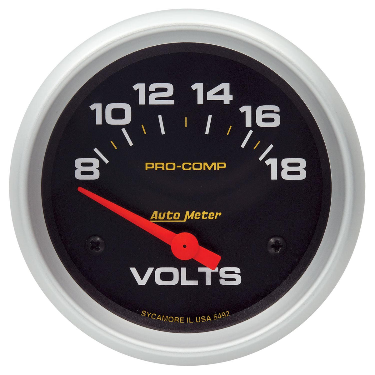 Auto Meter 2-5/8" VOLTMETER, 8-18V, PRO-COMP - 5492