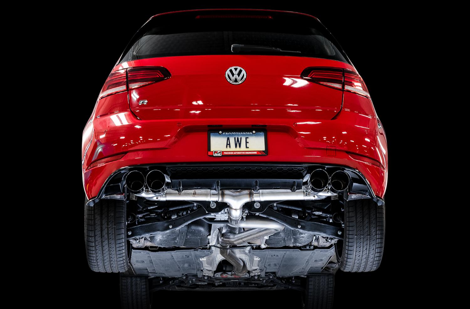 AWE Track Edition Exhaust for MK7.5 Golf R - Diamond Black Tips, 102mm - 3015-43148