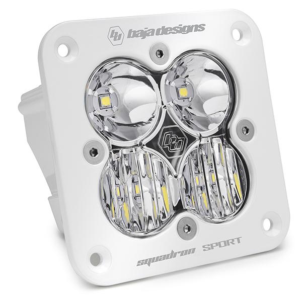 Baja Designs Squadron Sport Light Pods: (Each / Clear / Driving Combo Beam / White Body / Flush Mount) (Universal) - 551003WT