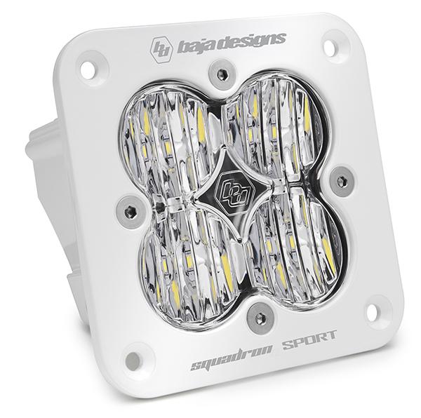 Baja Designs Squadron Sport Light Pods: (Each / Clear / Wide Cornering Beam / White Body / Flush Mount) (Universal) - 551005WT