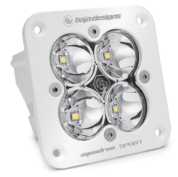 Baja Designs Squadron Sport Light Pods: (Each / Clear / Work-Scene Beam / White Body / Flush Mount) (Universal) - 551006WT