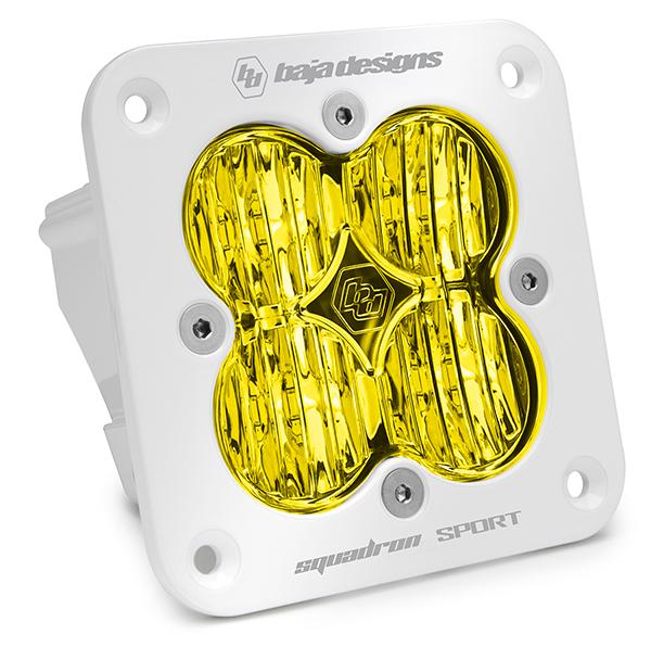 Baja Designs Squadron Sport Light Pods: (Each / Amber / Wide Cornering Beam / White Body / Flush Mount) (Universal) - 551015WT