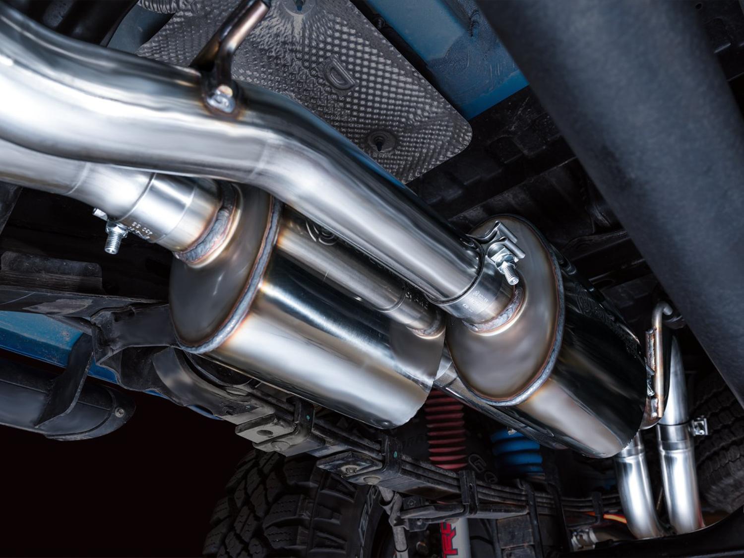 AWE 0FG Exhaust w/ Bashgaurd - Dual Diamond Black Tips (2016-2023 Tacoma 3.5L) - 3015-33826