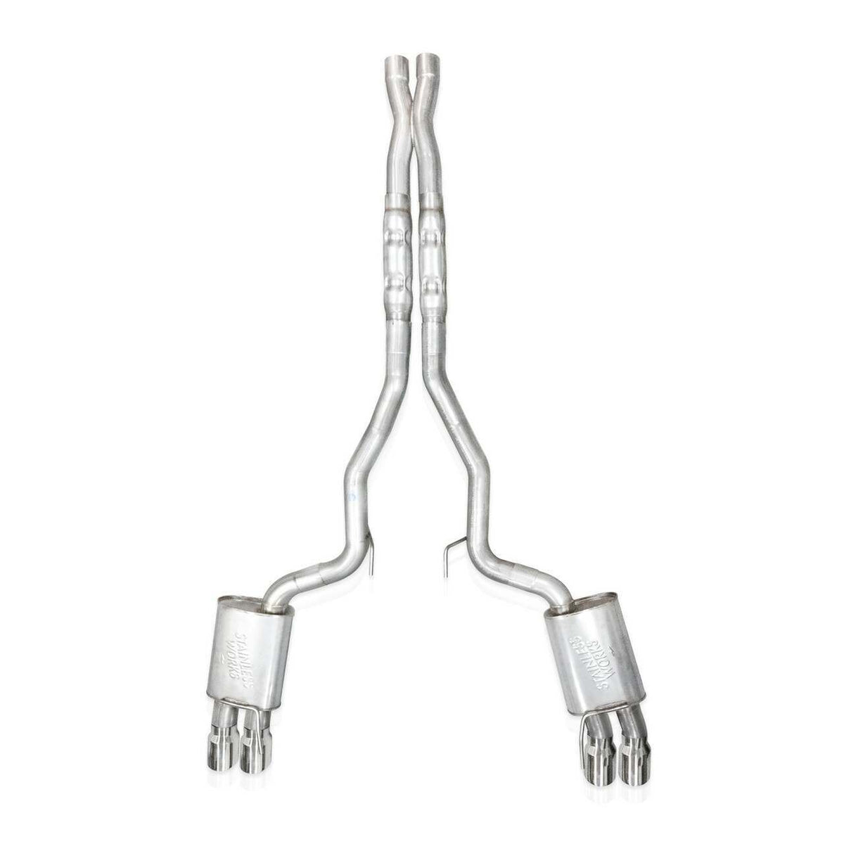Stainless Works Legend Sound Cat-Back Exhaust w/ X-Pipe, Performance Connect, Quad Tips – 2026 Mustang GT | M24QUADXPCL