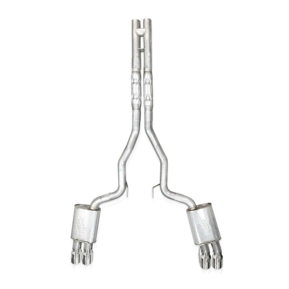Stainless Works Legend Sound Cat-Back Exhaust w/ H-Pipe, Factory Connect, Quad Tips – 2026 Mustang GT | M24QUADHFCL