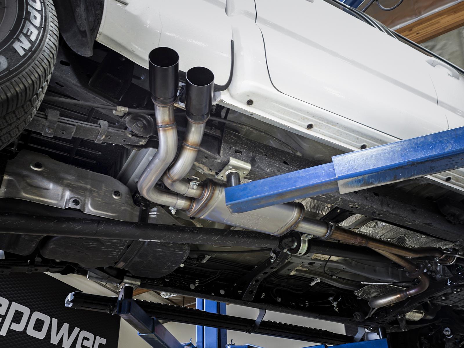 AFE Rebel Series 3 IN Cat-Back Exhaust System w/ Dual Mid-Side Exit Black Tips (2016-2021 Tacoma) - 49-46032-B