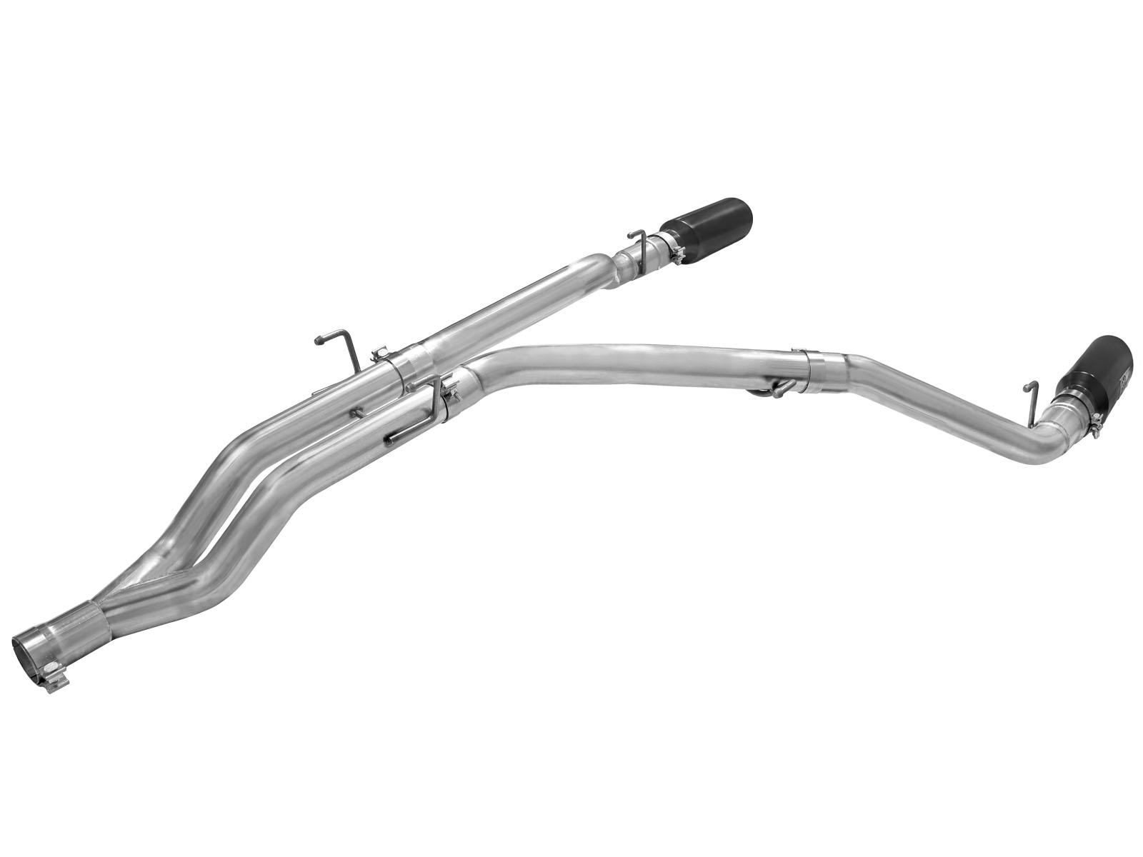 AFE Large Bore-HD 3 IN 409 Stainless Steel DPF-Back Exhaust System w/Black Tip (2014-2019 1500, 1500 Classic) - 49-42045-B