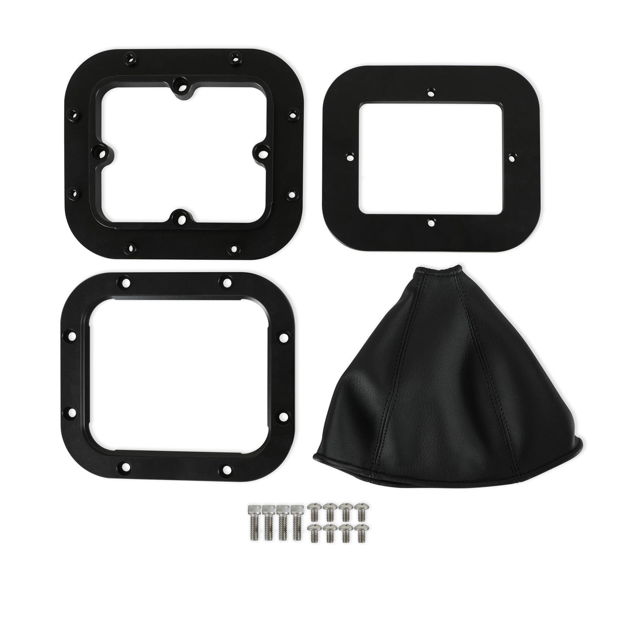 HURST Billet Shifter Boot and Bezel - Rectangular - Black Finish - 115500HST