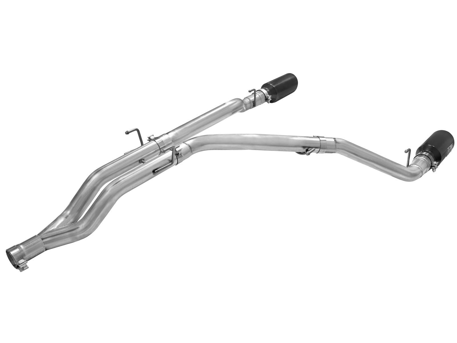 AFE Large Bore-HD 3 IN 409 Stainless Steel DPF-Back Exhaust System w/Black Tip (2014-2019 1500, 1500 Classic) - 49-42044-B