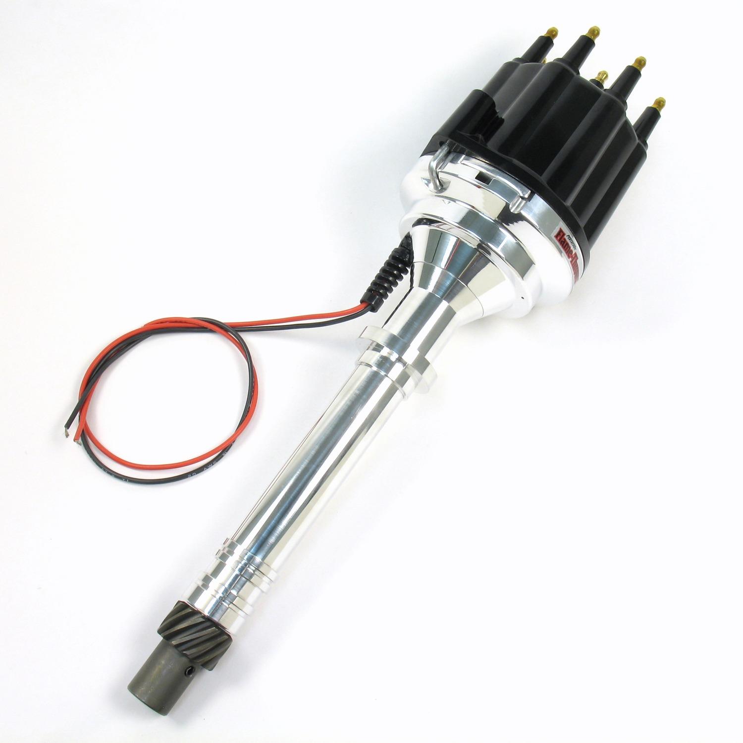 Pertronix Flame-Thrower Billet Distributor With Ignitor Ii Electronics For Chevy Sb/Bb Engines. Non Vacuum Advance With Black Male Style Cap. - D100810