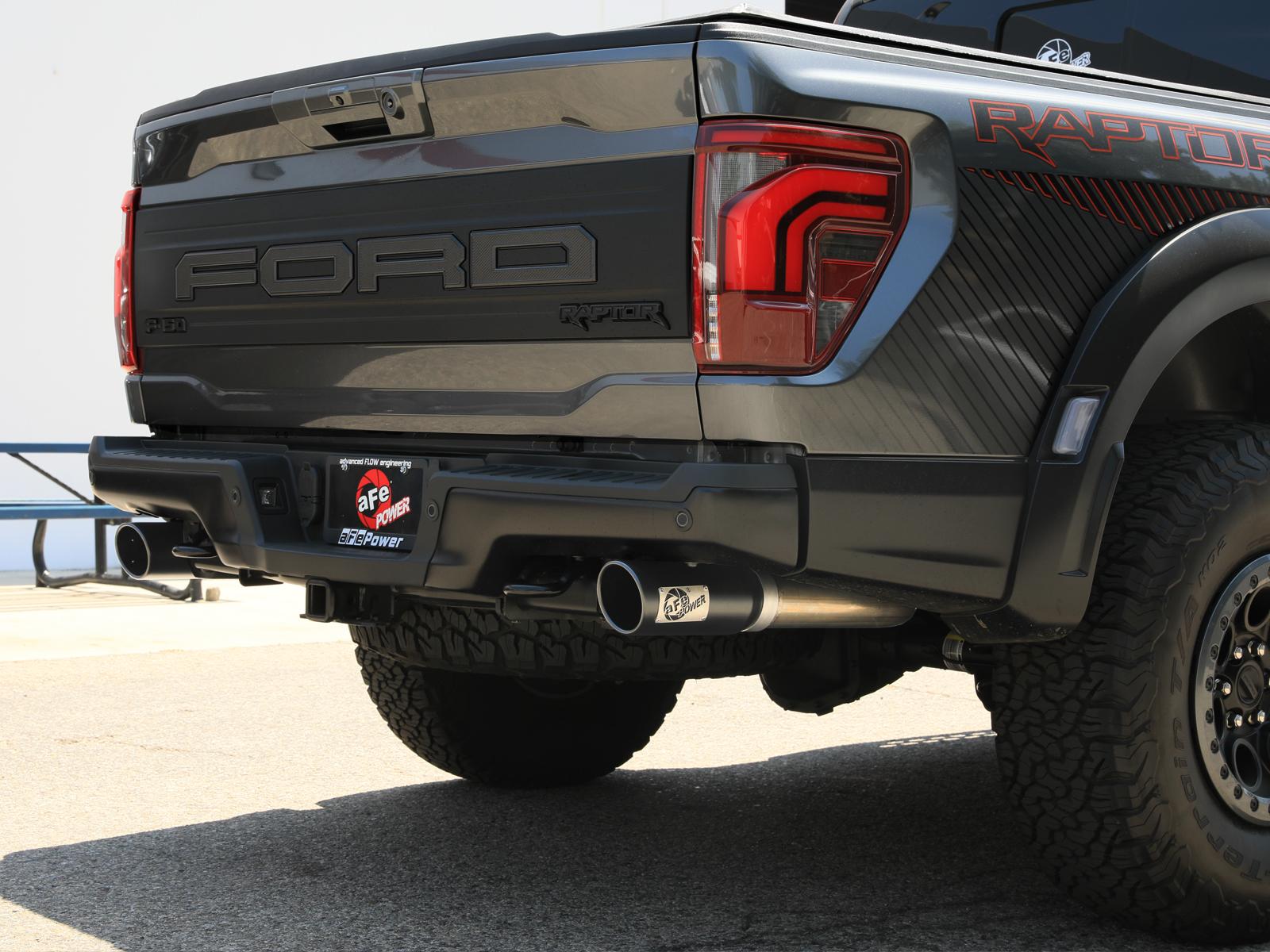 AFE Vulcan Series 3 IN to 3-1/2 IN Stainless Steel Cat-Back Exhaust System Black (2021-2025 F-150 Raptor) - 49-33151-B