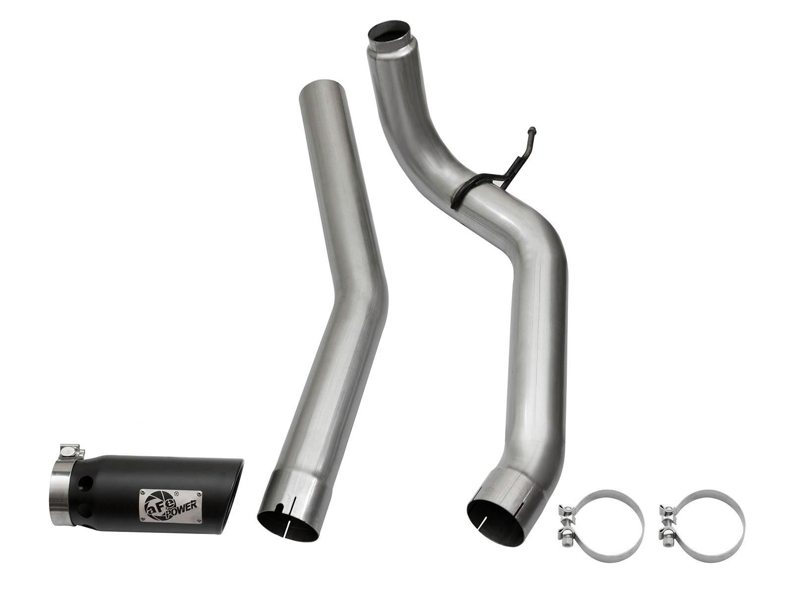 AFE Large Bore-HD 4 IN DPF-Back Stainless Steel Exhaust System w/Black Tip (2016-2019 Titan XD) - 49-46113-B