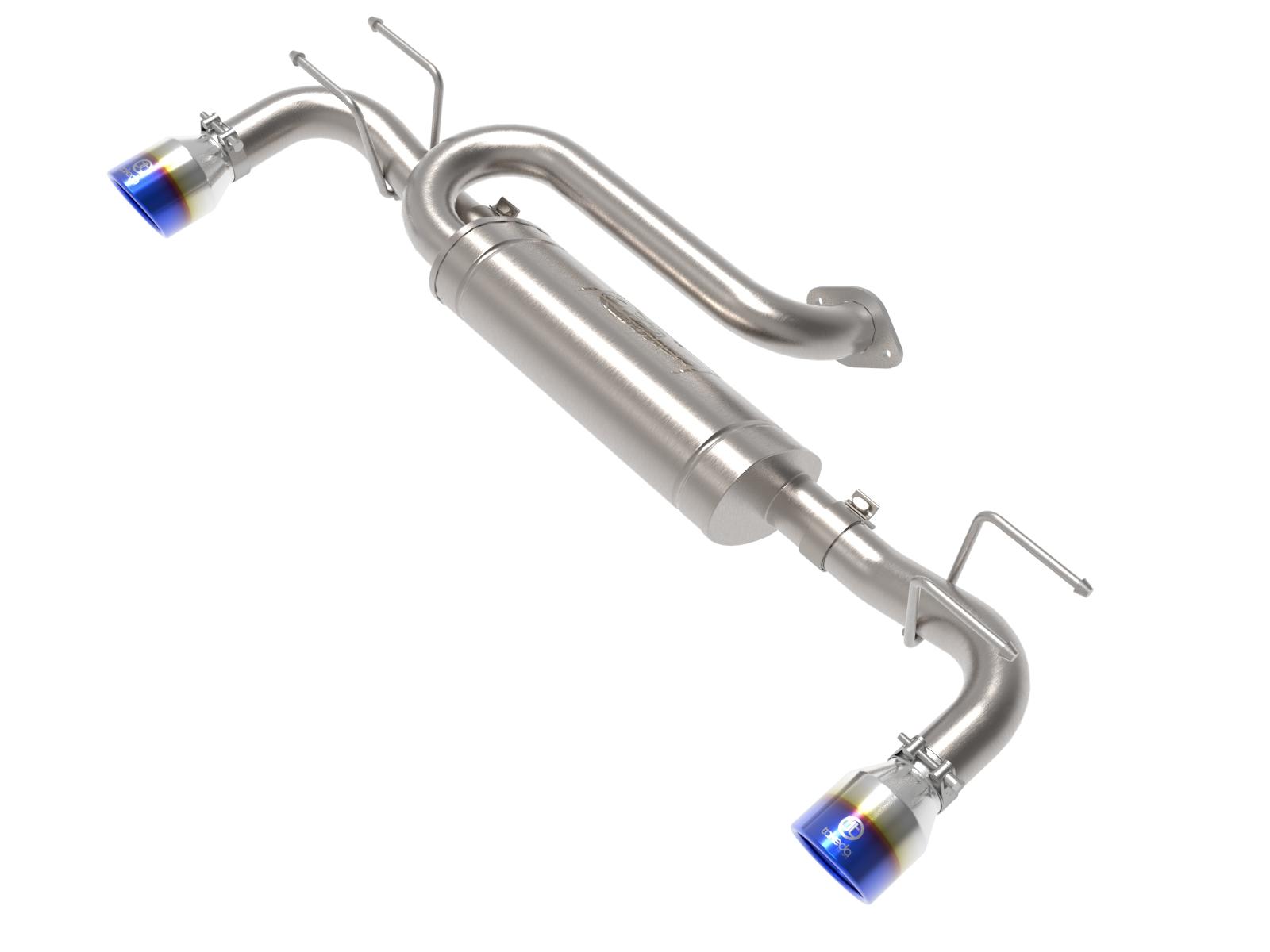 aFe Takeda 2.5" 304 Stainless Steel Axle-Back Exhaust System - Blue Flame Tip (2019-2022 Mazda 3 2.5L) - 49-37023-L