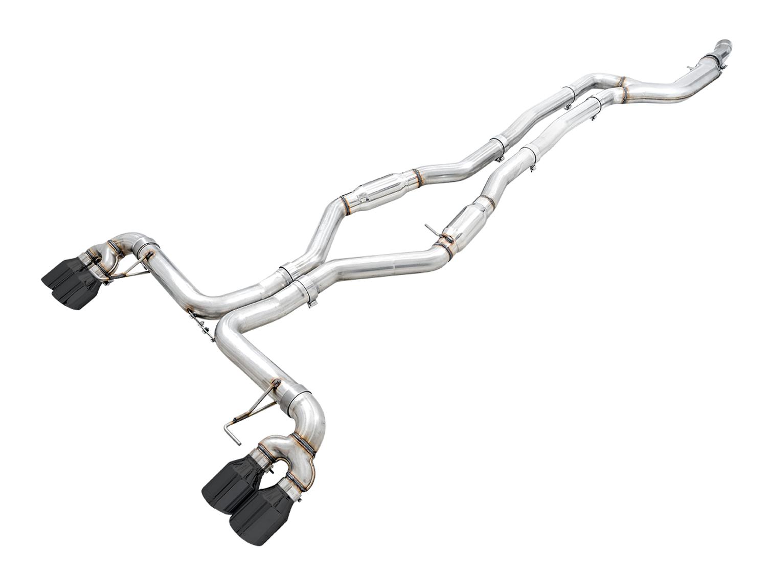 AWE Track Edition Exhaust for G20 M340i - Diamond Black Tips (2019+ 3 Series) - 3020-43085