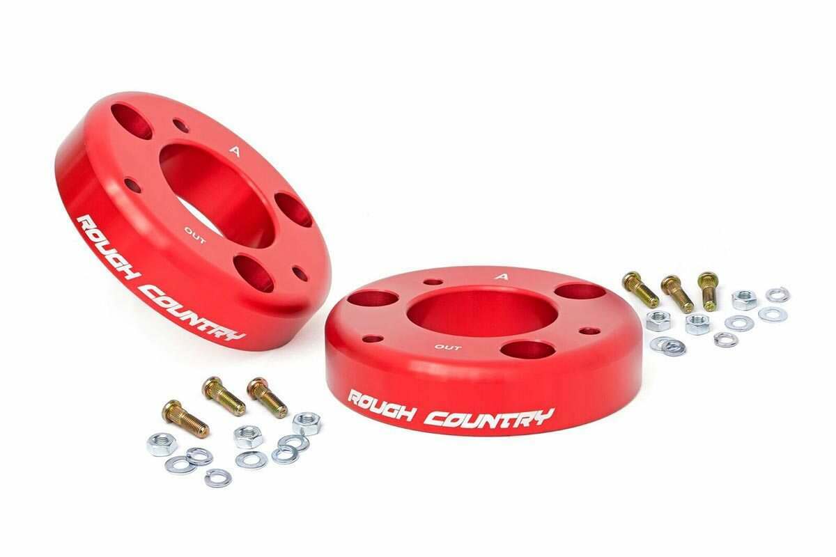 Rough Country 2in Ford Leveling Billet Strut Extensions (14-18 F-150 RED) (2014-2020 F-150) - 569RED