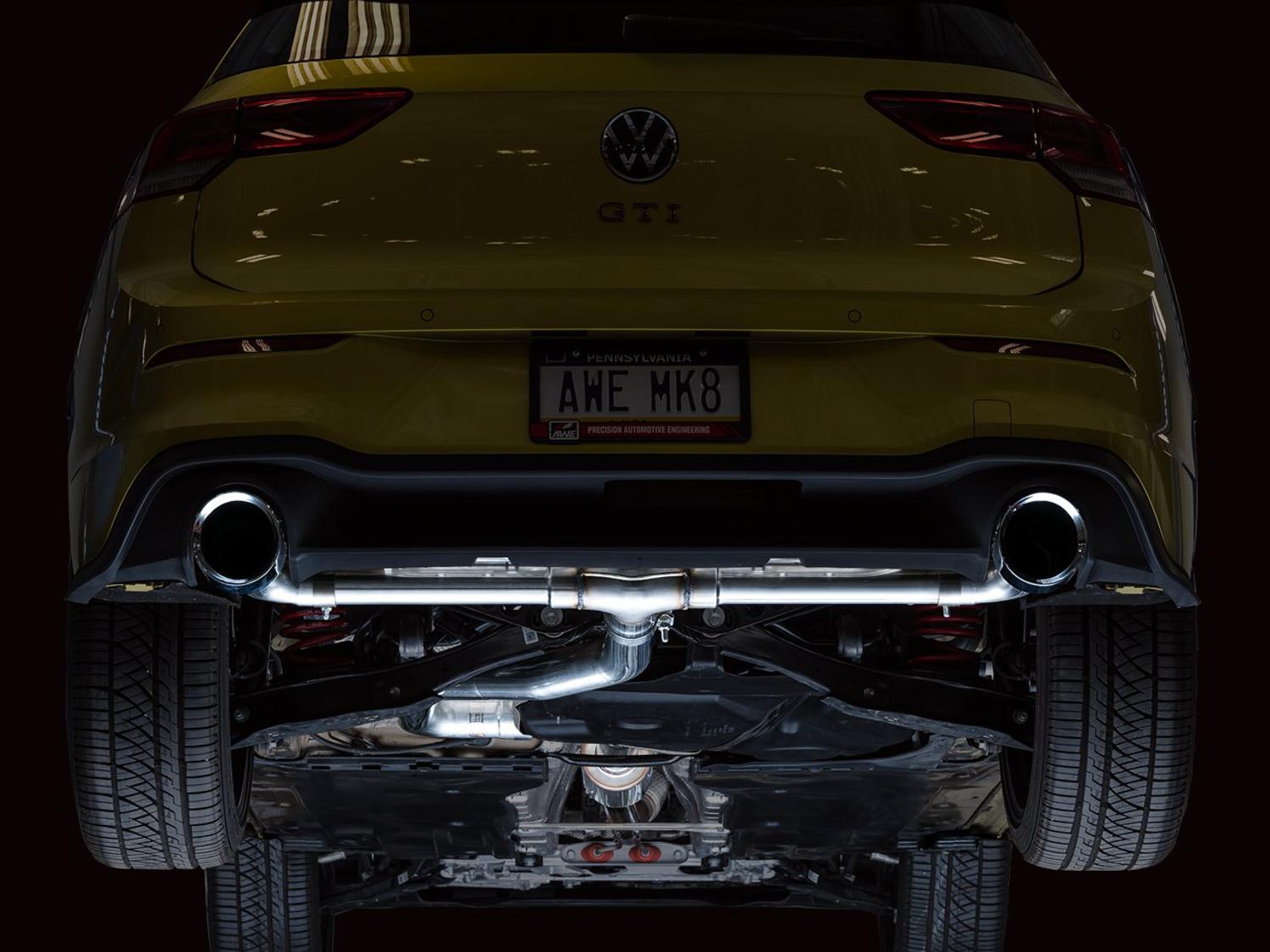 AWE Track Edition Catback Exhaust - Chrome Silver Tips (2022-2023 Volkswagen MK8 GTI) - 3020-32658