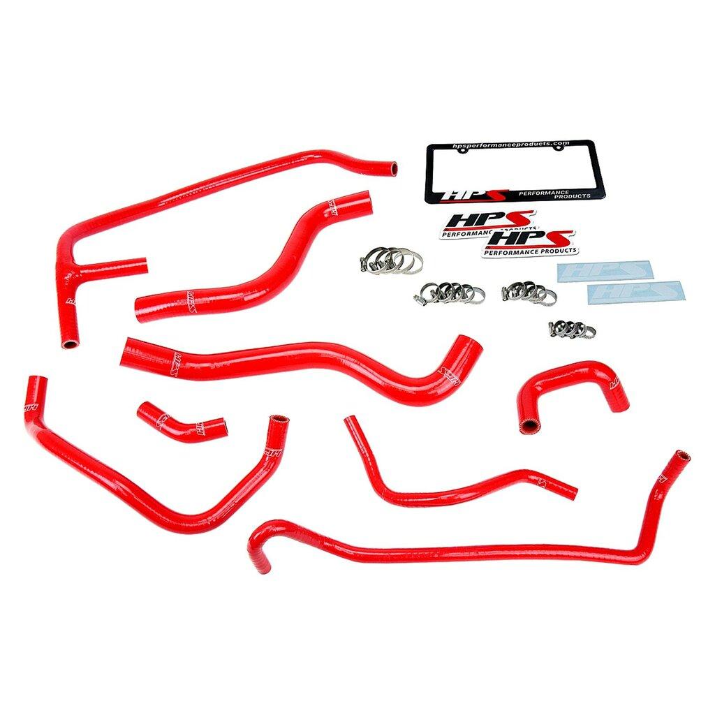 HPS Performance HPS Red Silicone Radiator + Heater Hose Kit Coolant OEM Replacement 57-1452-RED (Ford 2015-2019 Mustang Ecoboost 2.3L Turbo) - 57-1452-RED
