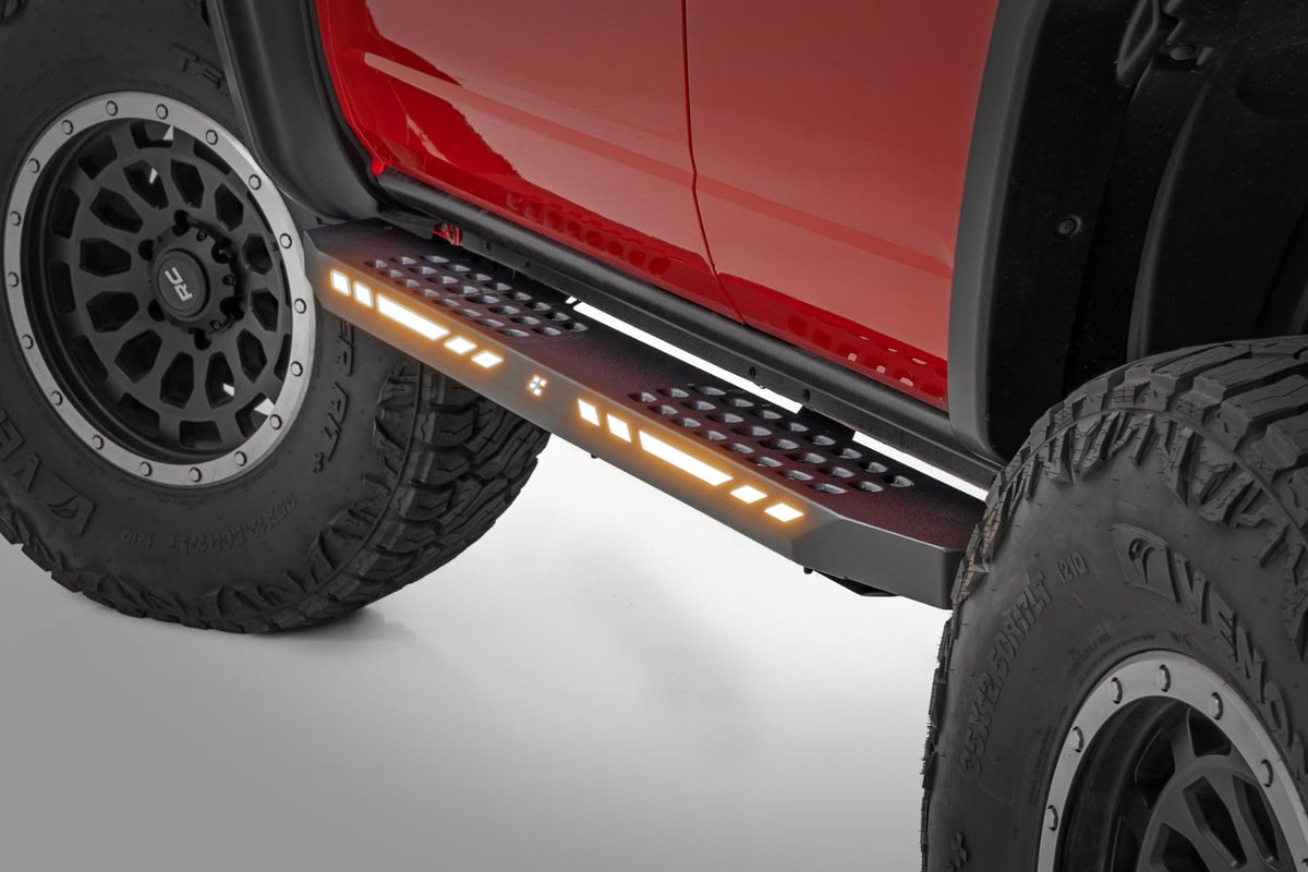 Rough Country AC2 Running Boards Amber/White 4-Door Ford Bronco 4WD (2021-2025) (2021-2025 Bronco) - 57004