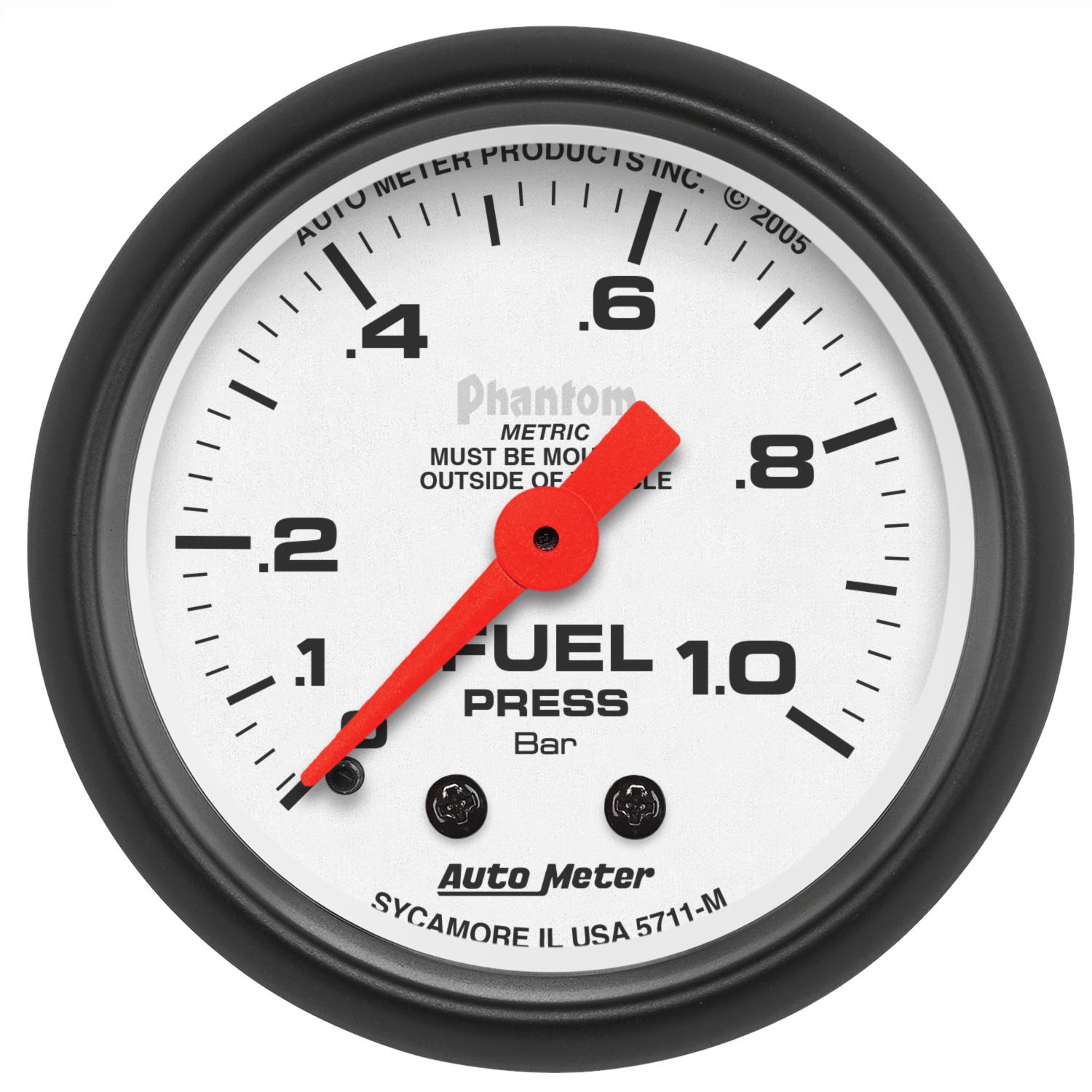 Auto Meter 2-1/16" FUEL PRESSURE, 0-1.0 BAR, PHANTOM - 5711-M